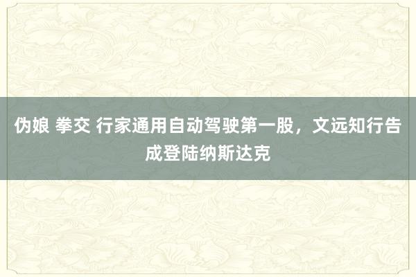 伪娘 拳交 行家通用自动驾驶第一股，文远知行告成登陆纳斯达克