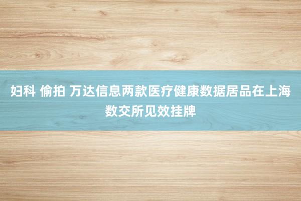 妇科 偷拍 万达信息两款医疗健康数据居品在上海数交所见效挂牌