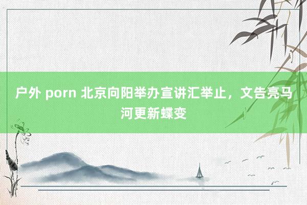 户外 porn 北京向阳举办宣讲汇举止，文告亮马河更新蝶变