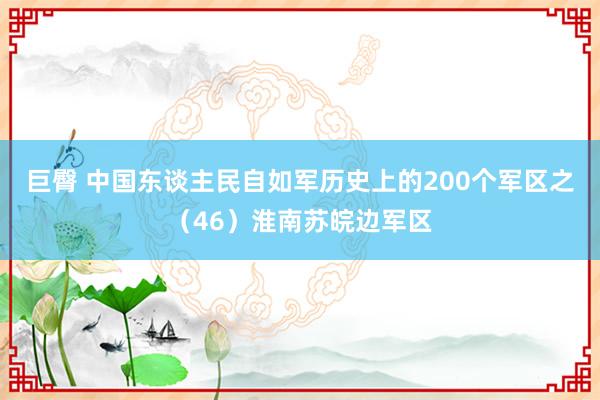 巨臀 中国东谈主民自如军历史上的200个军区之（46）淮南苏皖边军区